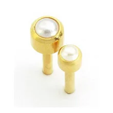Сережки Caflon Gold білі перли в крапане середній (пара)